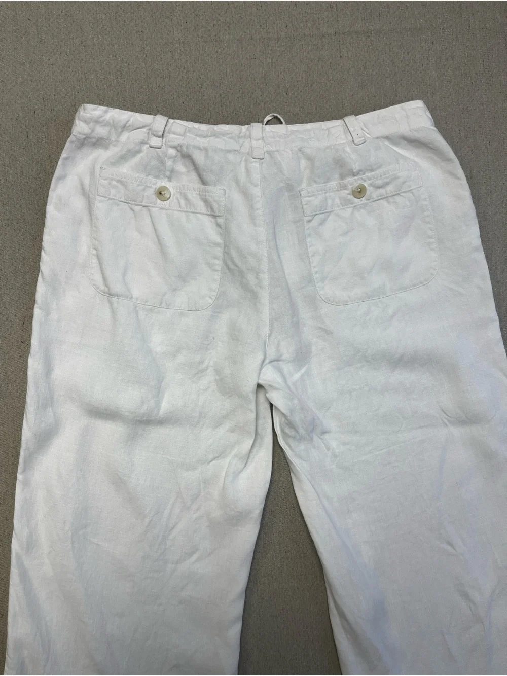 Banana Republic White Linen Drawstring Pants Women’s Size 12 Wide Leg